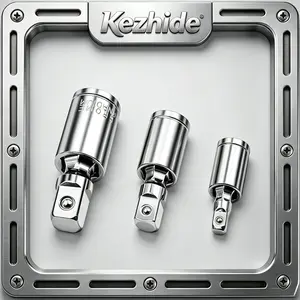 Kezhide 3PCS Universal Joint Swivel Socket Adapter Set with 1/4, 3/8, 1/2 Drive Sockets, Chrome Vanadium Steel, 360° Rotation Hex-Core Pinless Design for Car Repair