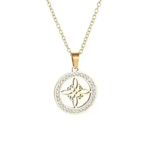 Exquisite Stainless Steel Crystal Zircon Irish Witchcraft Celtic Knot Pendant Necklace Women's Witch Knot Lucky Amulet Jewelry