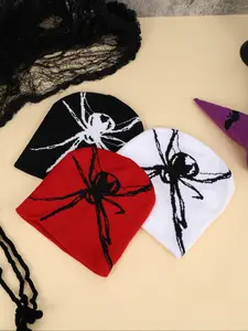 Cross-border simple jacquard large spider knitted pullover hat, autumn and winter outdoor windproof and warm woolen hat, cold hat