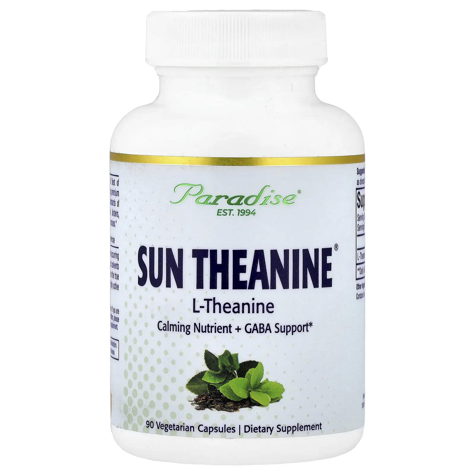 Paradise Herbs Sun Theanine®, 90 Vegetarian Capsules (200 mg per Capsule)