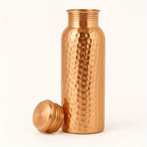 27 Oz (800ML) Copper Water Bottle, Elegant Hammered Design, Leak-Proof Lid, Durable Hygienic, Handmade in India, Reusable, Fitness Lover's Choice