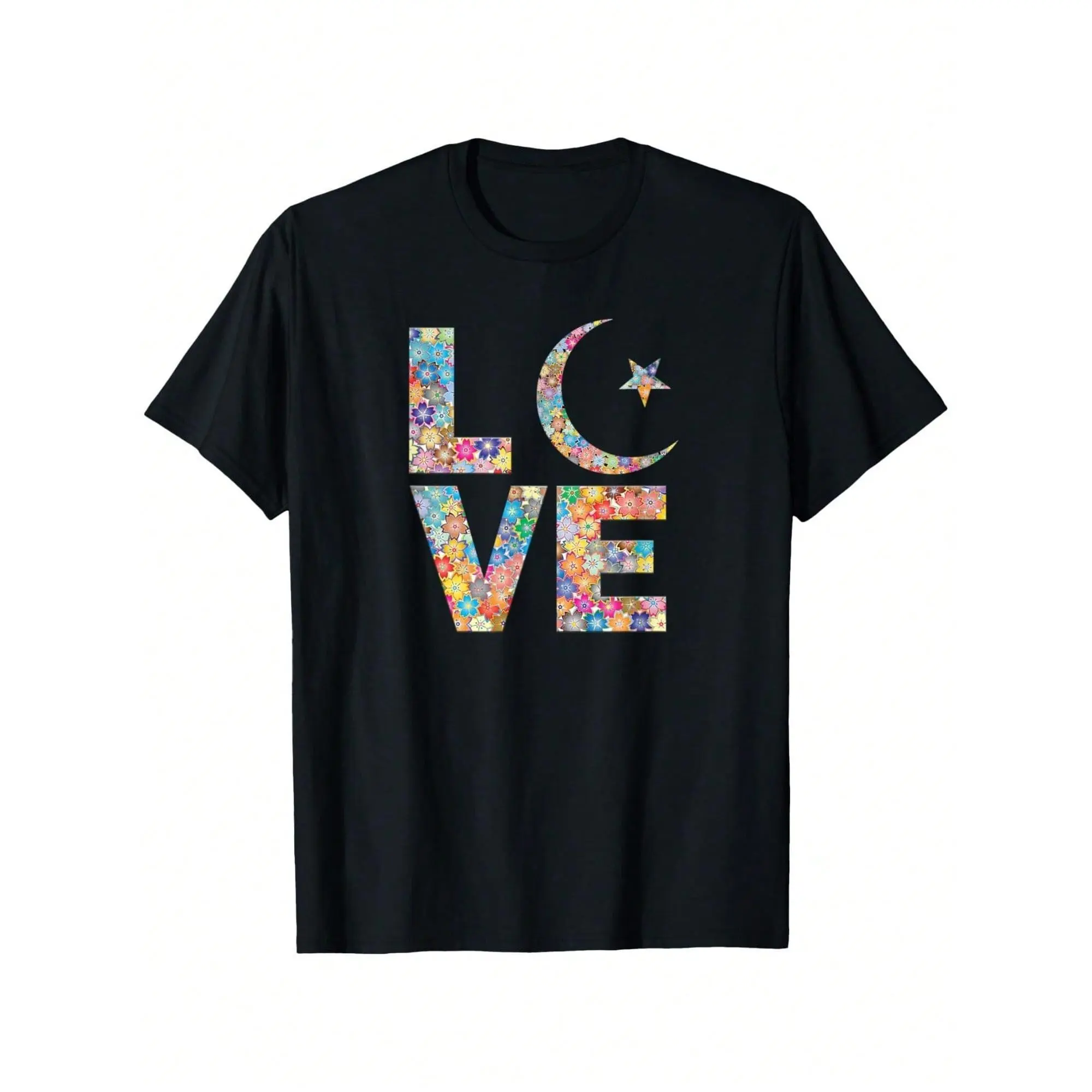 End-Of-Year Mens Tshirt Mens Tee Shirts Flowers Muslim  Woman Gift Islamic Muslima Moon T-Shirt Soft Fabric, Breathable, Comfortable Short Sleeve T-Shirts Perfect For Summer