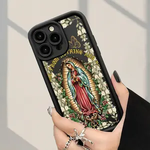 Phone case: Creative Our Lady of Guadalupe Pattern Fashionable and Popular Shock-Proof Anti-Fingerprint Full Coverage Thick Protective Phone Soft Case Compatible with iPhone 17/8/11/12/13/14/15/16/16Pro/Plus/16Promax/X/Xs Max/Xr/12/13