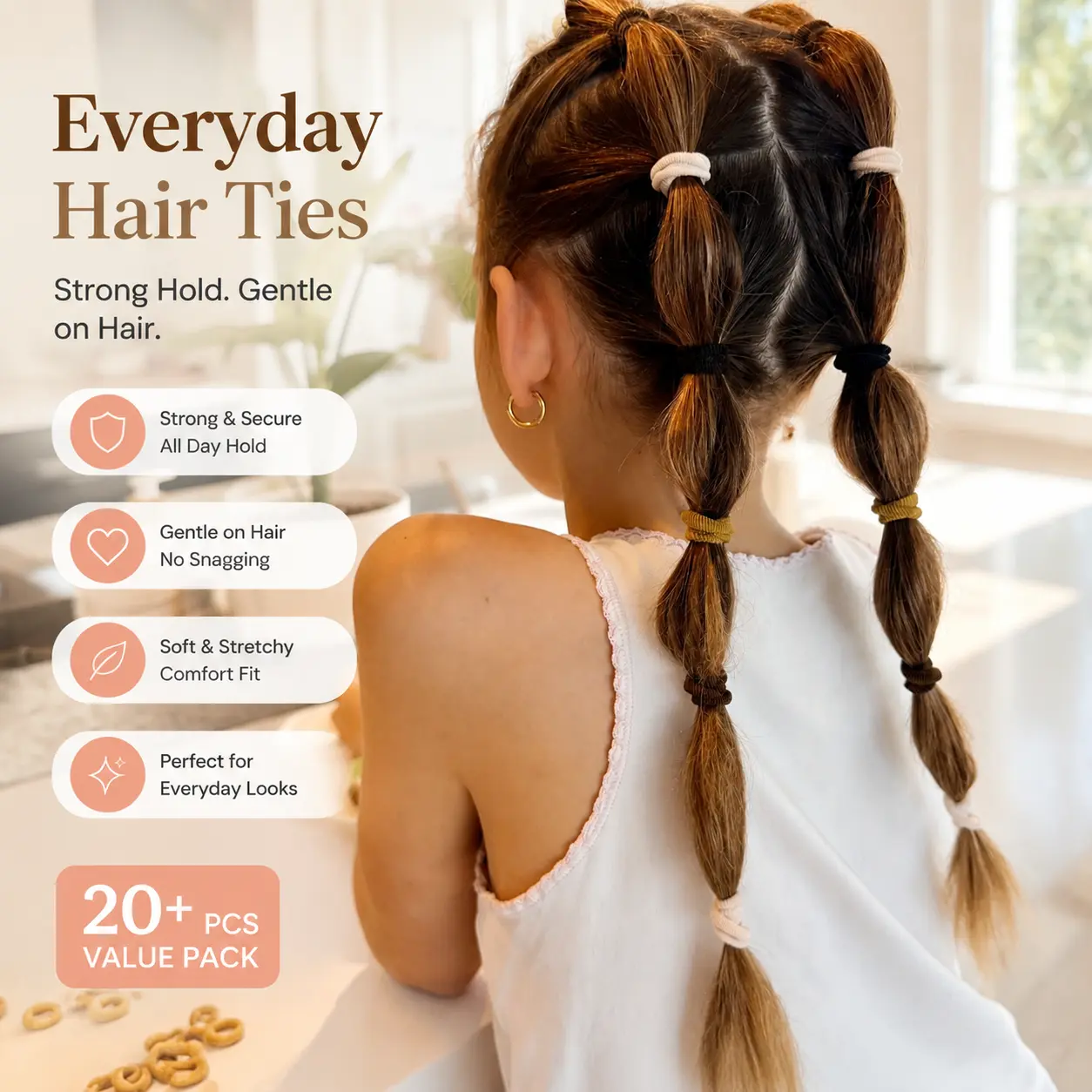 100 PCS Baby Hair Ties, Elastic Hair Bands Small Hair Ties for Girls Rubber Bands Elastic Ponytail Holders (Brown Series)