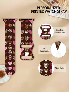 Trendy Animal Wind Silicone Watch Band, Watch Straps, Comfortable Soft Durable Heart Zebra Pattern, Fits Iwatch 1-7 Se, Unisex Gift