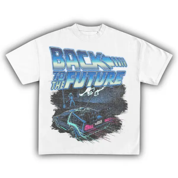 BACK TO THE FUTURE LIGHTNING STRIKE DELOREAN TEE SHIRT, GIFT FOR FAN, UNISEX SHIRT CREWNECK MADE IN USA