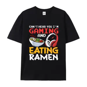 100% cotton short-sleeve shirt，Can't Hear You I'm Gaming And Eating Ramen Summer Vibes T-Shirt, Retro Pixel Gamer Graphic Tee, Foodie Gamer Shirt, Gift for Video Game Lover, Casual Gaming Apparel, Unisex Gamer Streetwear