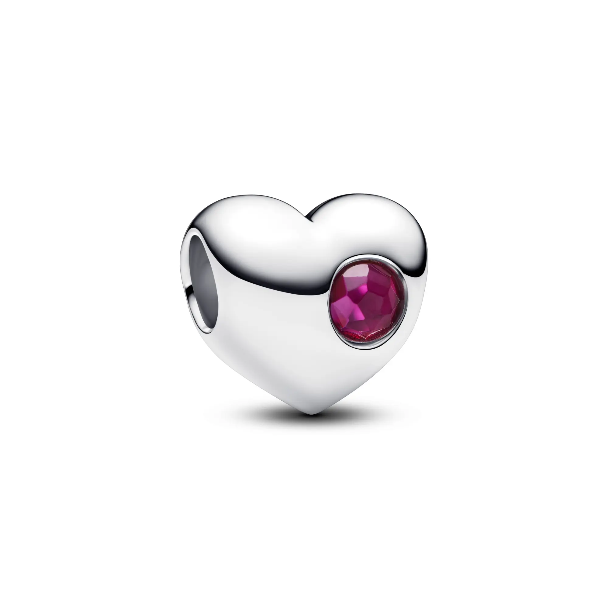 Pandora Engravable True Red Stone Heart Charm 794161C07, Engraving, Flush-Set, Silver, Man-Made Crystal, Personal Note, Unisex