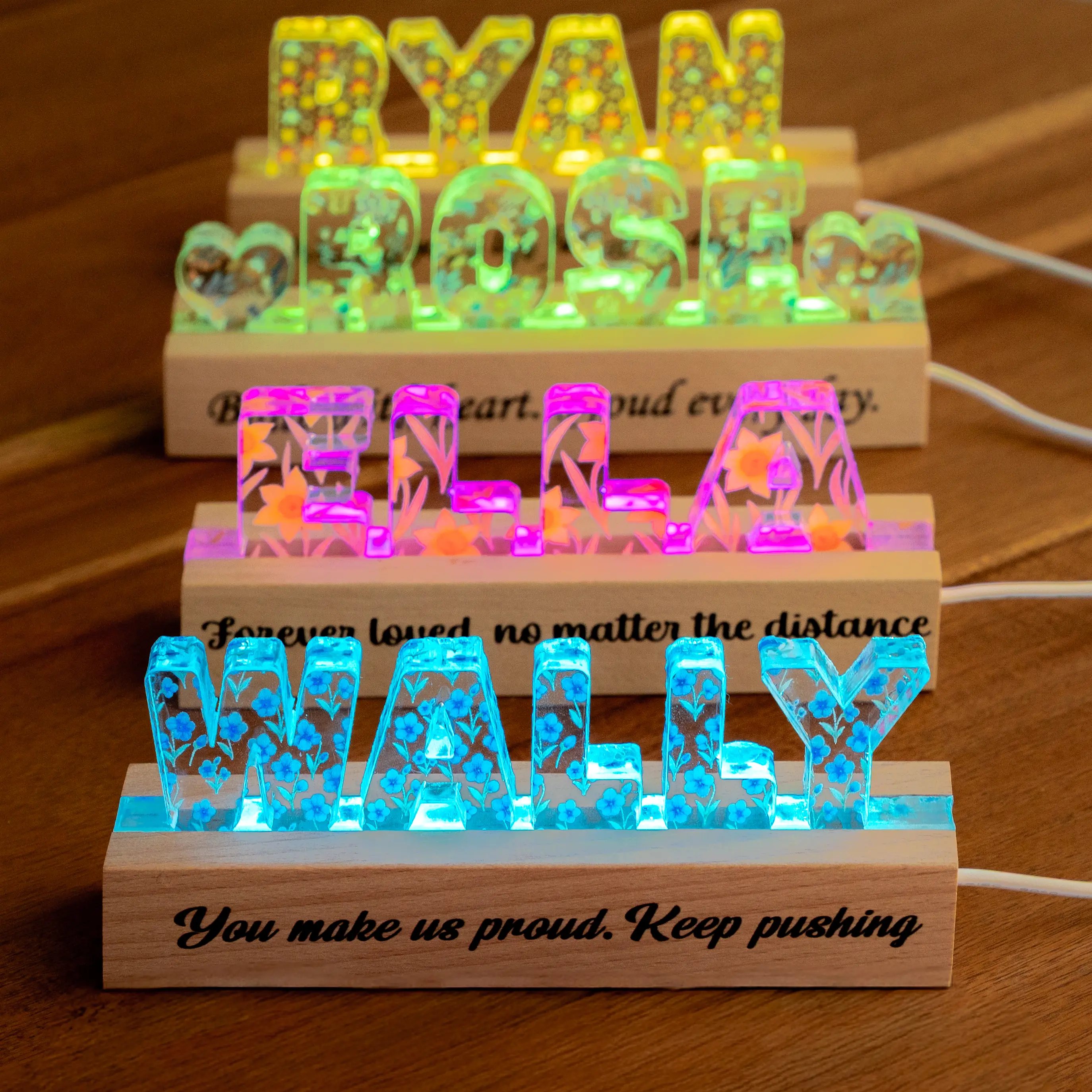 Shovavas Custom Name Letter Lamp with Flower Light Personalized Desk Lamp for Nursery Kids Room or Bedroom Unique Acrylic Name Sign Bedside Night Light Gift for Daughter Baby Shower or Home Decor Accent