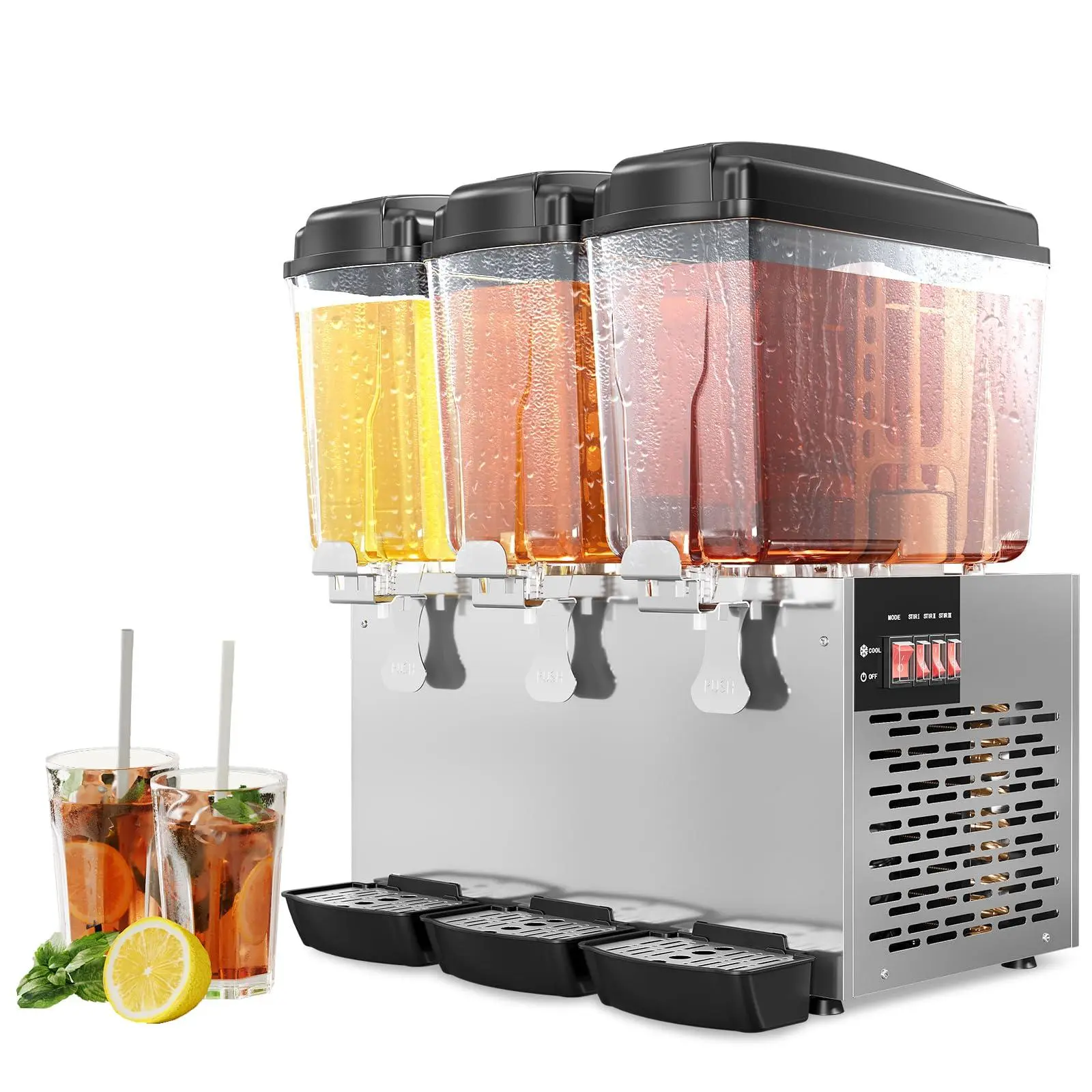 Commercial Beverage Dispenser - Enjoy Refreshing Drinks with 18 L X 3 Capacity, Powerful 380W Motor, Stainless Steel Build, Ideal for Parties, Bars, and Restaurants