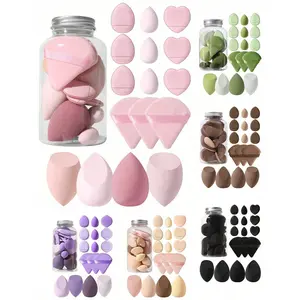 17PCS Makeup Storage Kit: Travel-Ready 1 Cosmetic Bucket + 16 Latex-Free Beauty Sponges, Sponge Pads & Puffs Set, Blenders & Mineral Powder Applicators for Liquid, Cream, Powder Makeup, Beauty Sponge, 16Pcs Pink Series+Storage Box