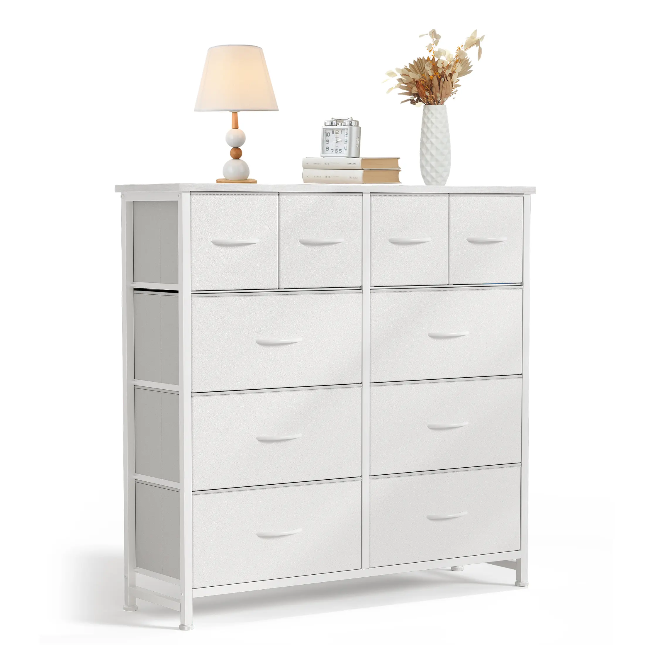 10-Drawer Fabric Chest of Drawers, Modern Versatile Storage Tower Organizer, Multi-Functional TV Stand for Bedrooms, Living Rooms, Entryways