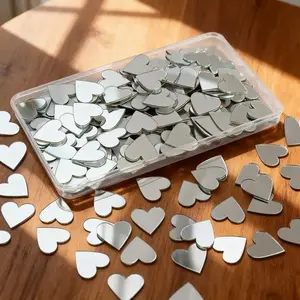 200 pieces, 2.5cm mini heart-shaped acrylic mirror, peach shaped DIY handmade patch, creative decorative material, suitable for bathroom, bedroom, living room decoration, bathroom decoration, heart-shaped mirror, decorative patch