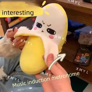 Human Body Induction Beat Toy, banana shaped Soft Stuffed plush doll for kids 3+. Creative interactive music toy, perfect for parent-child play, soft plush material for daily entertainment and gifts.