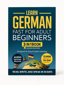 Learn German Fast 3-in-1 Workbook for Adult Beginners 30 Day Lessons Vocabulary & Short Stories Language Learning Self Study Fluency Practice