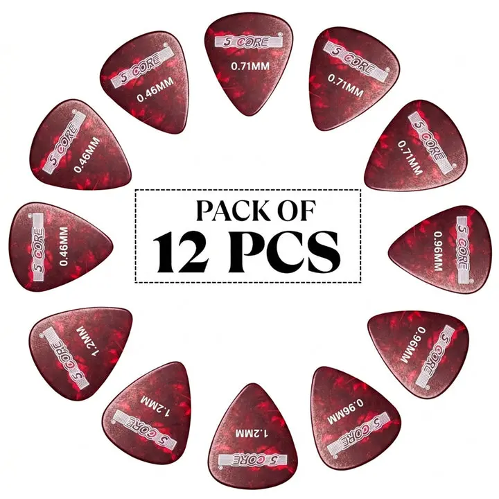 5 Core Guitar Picks 12 Piece Celluloid Light Medium Heavy Extra Heavy for Acoustic Electric Guitars (Copy)