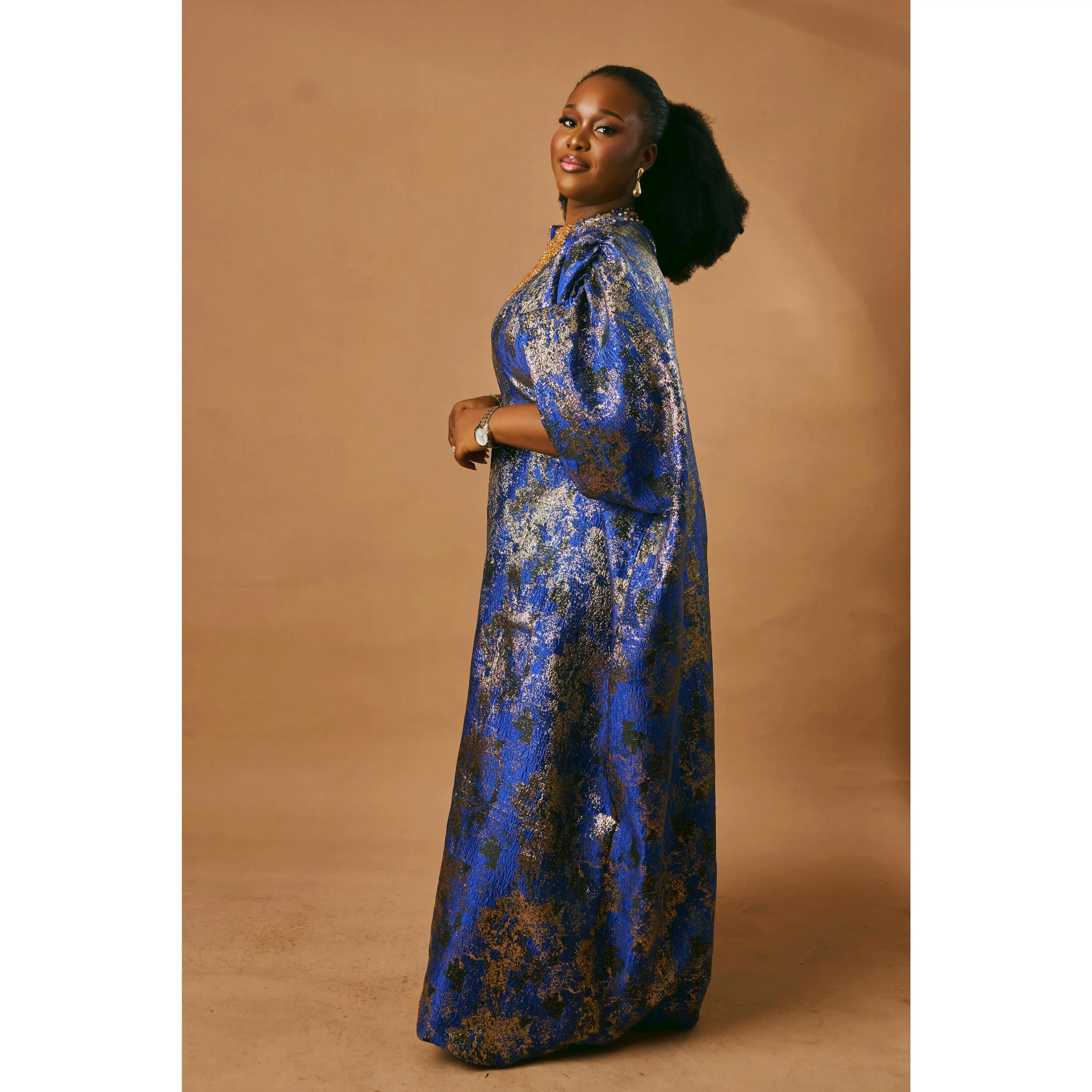 Hand beaded Damask Boubou Womenswear Dress