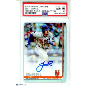 2019 Topps Chrome Rookie Autographs Jeff Mcneil Refractor /499 PSA 10 NY METS