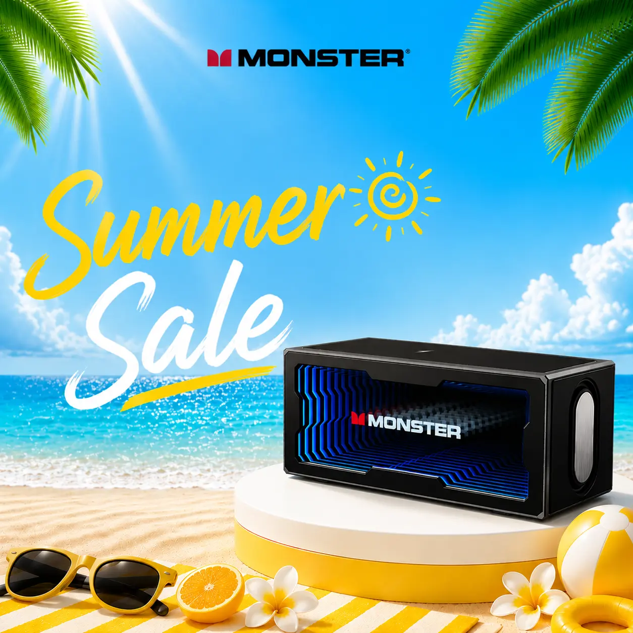 Monster  Portable Bluetooth 6.0 Speaker, 40W Stereo, 3D LED Show, Wireless Charging, Hands-Free Calls, USB/AUX/TF Card, Home, Party, Office & Gaming Room, Gift Ideas for Men & Women - Deals For You Days- SummerWins - DealsForYouDays