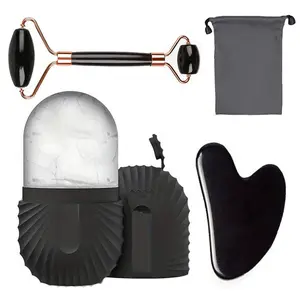 Facial Massage Tool Set, Reusable Gua Sha Board, Roller and Silicone Ice Tray, Manual Facial Care Kit, Facial Care Tools