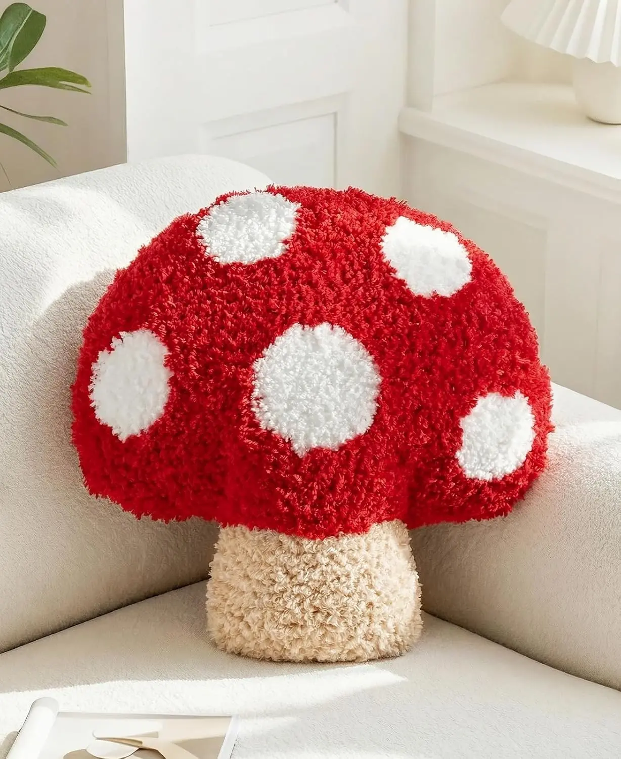 13.8" x 13.8" Cute Mushroom Shaped Decorative Plush Throw Pillow Soft Stuffed Cushion for Couch Sofa Living Room Home Decor