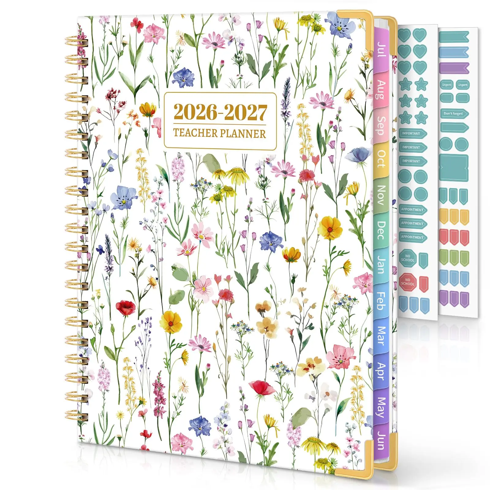 SKYDUE 2026-2027 Deluxe Edition Academic Planner, 8.5"x11" Yearly Teacher Organiser with Tabs, Stickers & Thick Paper, Monthly Notebook Office Stationery