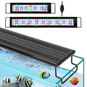 Serbasic 110V Full Spectrum Aquarium LED Light for Fish Tanks - Adjustable 12-18 Inch Dual Lighting Modes for Day & Night Simulation Lighting for Freshwater & Saltwater Aquariums - Energy-Efficient Extendable Fish Tank Light with Enhanced Brightness