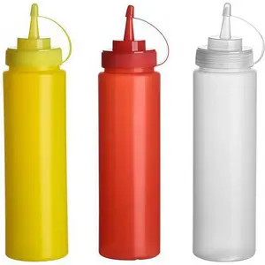 3PCS 360ML/12OZ Refillable Empty Squeeze Sauce Condiment Plastic Bottles Container Food Grade Salad Dressing Storage Jar With Cap For Oils Ketchup Mustard Vinegar Cream Honey Mayonnaise(Random Color)