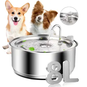 1 Set Stainless Steel Cat and Dog Water Fountain: 4/8L, Large Capacity, Automatic Filtering Pet Water Fountain, Ultra-quiet, Automatic Water Feeder, with Replacement Faucet, Suitable for Multiple Household Pets