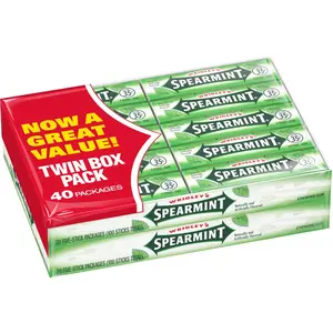 Wrigley's Spearmint Chewing Gum 5 Count Pack 40 Count Refreshing Mint Flavor