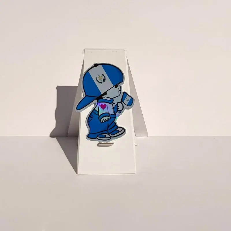 Guatemala Boy Sticker - Blue and White Design with Heart and Star Details