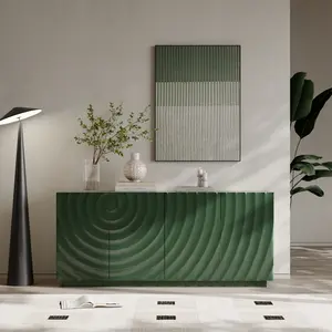 ARCH Sideboard Buffet Cabinet, 59"Green Accent Cabinet with 4 Doors, Mid Century Modern Pantry Cabinet, Wood Buffet Cabinet, Media Cabinet, Console Cabinet, Cabinet for Entryway, Living Room, Dining Room