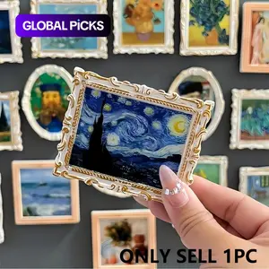 Van Gogh Art Series Refrigerator Decor Magnet, Higher End Fridge Magnets, 1/3 Counts Creative Magnetic Photo Frame, Vintage 3D Decorative Sticker for Home Decor, Travel Souvenirs, Refrigerator Decorating Magnet Decoration #GLOBAL PICKS