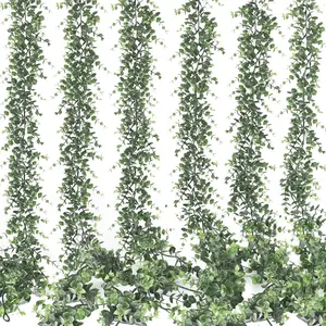 6 Pack 36ft Eucalyptus Garland Artificial Greenery Boxwood Garland, Faux Vines Fake Hanging Plants for Wedding Table Arch Wall Decor (Dark Green)