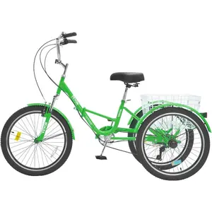 VEVOR Folding Adult Tricycle, Adult Folding Trikes, 3 Wheel Cruiser Bike with Large Basket Adjustable Seat, Shopping Picnic Foldable Tricycles for Women, Men, SeniorsVEVOR Super Brand Day