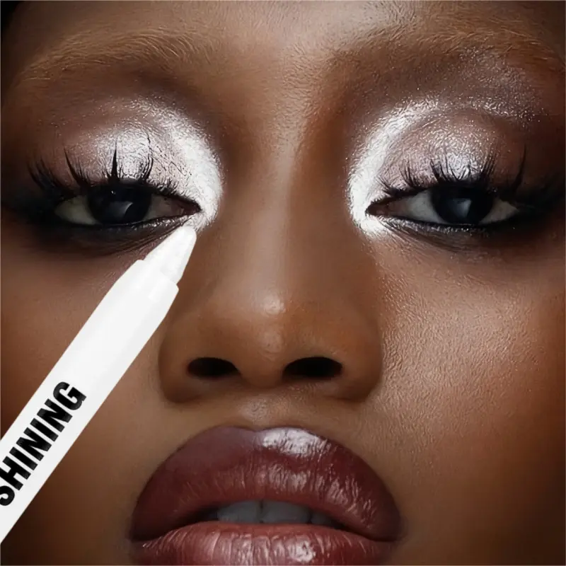 1PC Silvery Eyeshadow, Eye Highlighter, Shimmering, Cream Shadow Stick, Eye Makeup Products, Waterproof and Long-Lasting, Suitable for All Skin Tones and Makeup Styles, Perfect for Christmas, Halloween, Carnival, and Music Festivals