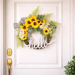 Sunflower Letter Wreath Flower Garland Door Hanging Decor, Holiday Party Wedding Gift, Home Front Door Garden Wall Decoration, Thanksgiving Anniversary, Door Hanger
