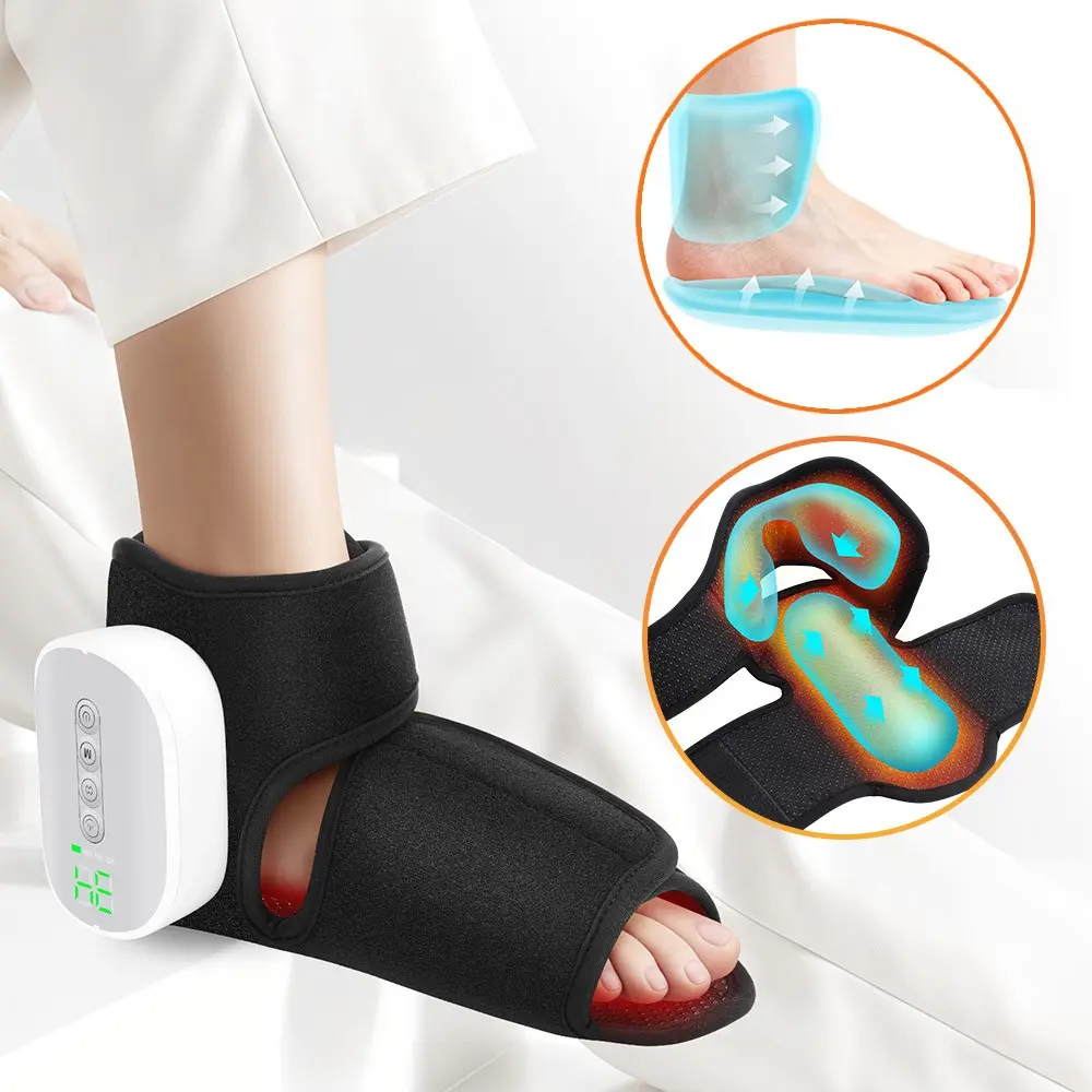 Airbag Foot Ankle Massager, 3 Modes Double Airbag Squeeze, 4 Heat Settings, Relax Plantar Fasciitis Heel Fatigue, Foot & Ankle Massage Tool, Therapy, Relaxation Aid, Portable Massagers
