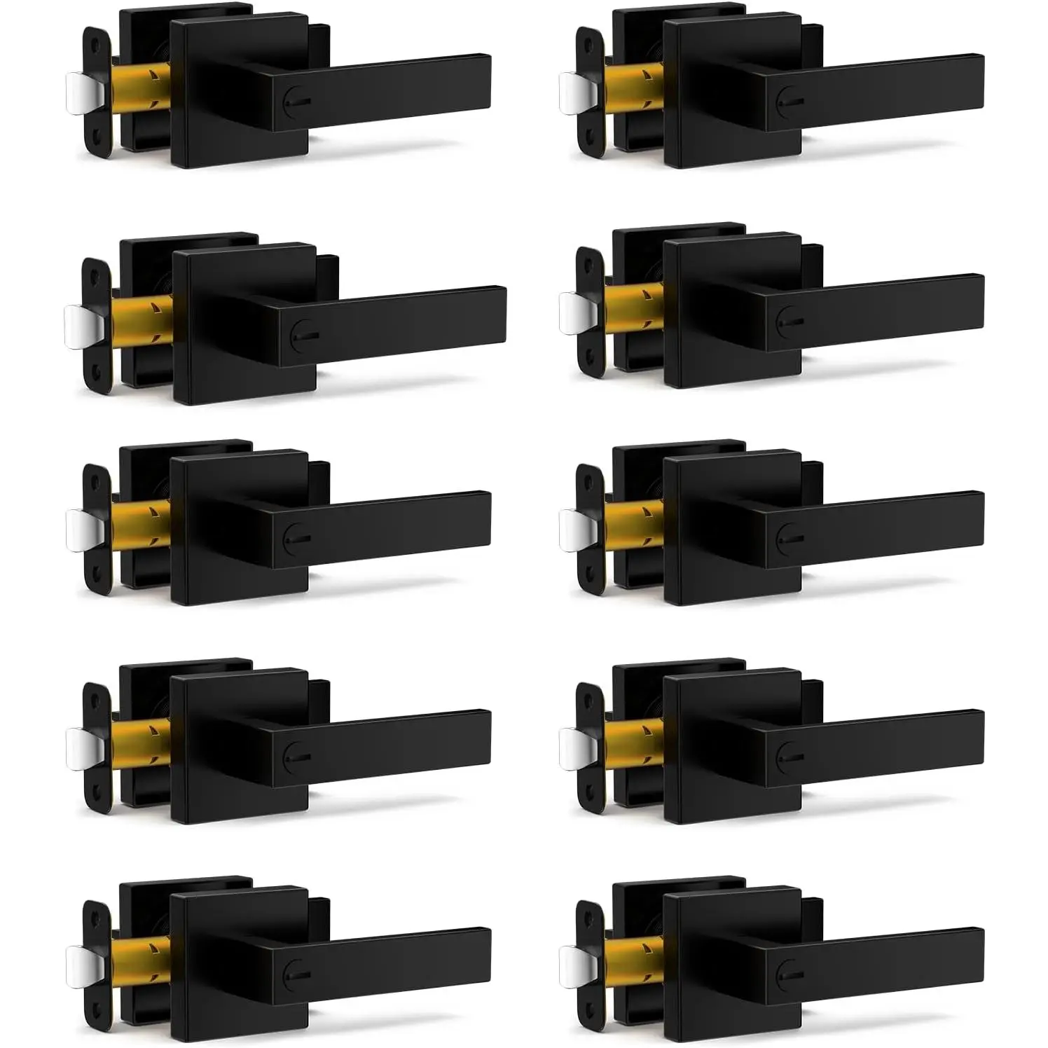Privacy Door Levers 10 Pack Matte Black Door Handles Interior Heavy Duty Keyless Indoor Door Locksets for Bathroom Modern Black Interior Door Handles Reversible