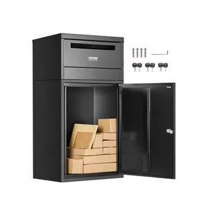 fathersdaygift  VEVOR Package Delivery Boxes for Outside, 35.8 in Mailbox for Parcel with Lock, Galvanized Steel Package Drop Box with Anti-Theft Design, Weather-Resistant Package Mailbox for Home and Office, Black