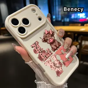TPU Phone Case for iPhone 17 Pro Max 16 15 14 Plus 13 12 Mini 11 XR X XS Air E Calf Love Charm Pattern Drop Protection Shockproof Soft Silicone Smartphone Cover Casing