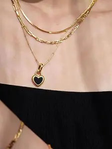 Women's Heart Pendant Necklace, Valentine's Day Gift, Fashion Jewelry, Stainless Steel Chain, All Seasons, Street Style