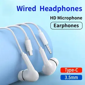Original TypeC 3.5mm Wired Headphone For In-ear Earbuds Samsung S25 S24 S23 S22 S21 HiFi Stereo Earphone with Mic