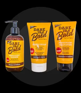 Dare 2B Bald Trio- Head & Scalp Cleanser, Moisturizing Scalp Lotion, & Shave Cream, Moisturizer, Cleansing, Haircare, Hydrating