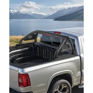 fathersdaygift VEVOR Truck Bed Roll Bar, Universal Pickup Sport Adjustable Bar Chase Rack Compatible with Mid-Size Truck, Carbon Steel Construction with LED Brake Light, No Rack Included