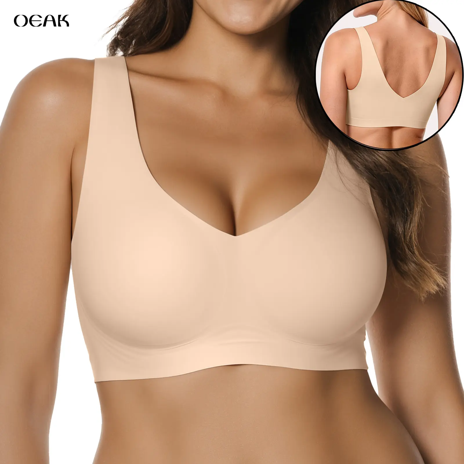 OEAK Pullover Wireless Bra Seamless Comfort Bralettes for Women No Underwire Full Coverage Smooth Fit Everyday Bras