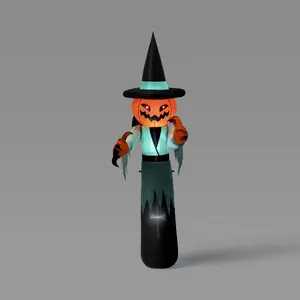 12' Inflatable Pumpkin Witch Halloween Decoration Gray/Orange - Hyde and EEK! Boutique