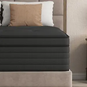 BOMASS 12" 14" Twin Full Queen King Size Mattress Gel Memory Foam Individual Pocket Spring Hybrid  Black Mattresses Medium Firm Pressure Relief Bed In box