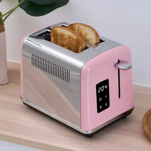 Touch Screen Stainless Steel Toaster, 2-Slice 6-Gear Automatic Household Bread Maker