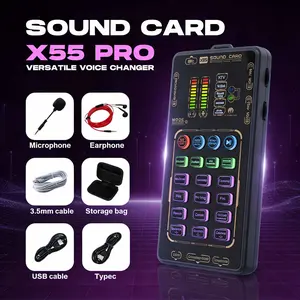 MAOMAO X55 Pro Compact Handheld Sound Card Kit for Podcasts Portable Audio Interface Compatible with Mobile Phones & Computers Professional Chipset Ideal for Podcasters and Audio Enthusiasts mic